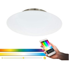 EGLO connect LED Deckenleuchte Frattina-C, 1 flammige Deckenlampe aus Stahl und Kunststoff in Nickel-Matt, Weiß, Farbtemperaturwechsel (warm, neutral, kalt), RGB, dimmbar