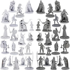 Path Gaming Town Folks Fantasy galda miniatūras Dungeons and Dragons - 40 miniatūru komplekts, 28 mm mērogā, 20 unikāli dizaini, nekrāsotas, ideāli piemērotas D&D miniatūrām