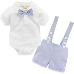 Gajaous Baby Boy Gentleman Suit, tērpu komplekts ar kombinezonu, tauriņu krekls ar īsām piedurknēm, Romper, šorti un bikškostīmi, svētku, kristību, kāzu, 0-24 mēneši