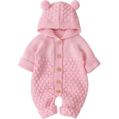 FYMNSI naujagimių kūdikių mergaičių berniukų megztas Romper su gobtuvu vieno gabalo Snowsuit kūdikių žiemos šiltas Jumpsuit Bodysuit Toddler megztas džemperis megztas kostiumas 0-24 mėnesių