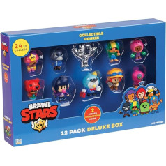 P.M.I. Trading Brawl Stars 12 kolekcionējamas figūriņas, luksusa komplekts, logu kaste, 1. sezona, minifigūriņas, spēles, 12 izlases veida figūriņas no 24 figūriņām, no 3 gadiem, vācu val.