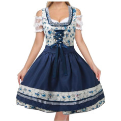 Kobilee Sieviešu Dirndl komplekts Oktoberfest kostīmu svārki Zaļš īss īss īsām piedurknēm priekšauts Zils mežģīņu Dirndl lieli izmēri kostīmu blūze Rozā elegants kostīmu modes Midi Dirndl priekšautiņi