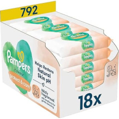 Pampers Harmonie Protect & Care mitrās salvetes 18 iepakojumi = 792 mitrās salvetes