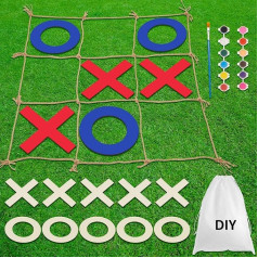 Harrycle 3 x 3 pēdas milzu Tic Tac Toe spēle Liela āra koka Tic Tac Toe spēle ar 2 DIY gleznošanas komplektiem Kāzu dāvanas dāvanas zālienam pagalmam pagalma kāzu ballītei visai ģimenei rotaļu komplekts