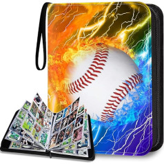 HESTECH Baseball Card Binder 9 kabatas ar 50 noņemamām piedurknēm, kolekcionējamu tirdzniecības karšu albumu displeja glabāšanas organizators, piemērots 900 kartēm, sporta karšu turētājs kolekcionāriem, dāvana zēniem un meitenēm