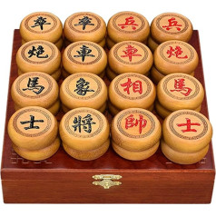 Ķīniešu šaha spēle ar ādas tāfeli, dāvanu kastīte, zelta sandalkoks, Xiangqi 2 spēlētājiem, tradicionālais pārnēsājamais ķīniešu šaha ceļojumu galda komplekts (5,8 cm/2,3 collas)