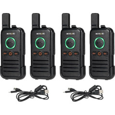 Retevis RB645 Walkie Talkie, PMR446 Dual PTT, VOX, uzlādējams USB C divvirzienu radio, pārnēsājams, skvelbjošs, profesionāls mini radio pieaugušajiem, mazumtirdzniecības veikalā (4 gab., melns)