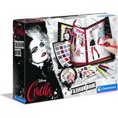 Clementoni 18672 Disney Cruella - Lookbook, Rokdarbu grāmata dizaina dizaina tāfeļu, zīmējumu un radošo izskatu veidošanai, Disney rotaļlieta Cruella de Vil stilā, bērniem no 7 gadiem