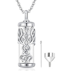 Friggem Urn Necklaces for Ashes 925 Sterling Silver Memorial Tree of Life / Cats Ash Urn Pendant Keepsake Cremation Jewellery for Women Girls Cat Dog