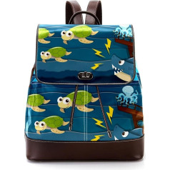 Shark Attack Ship Sea Turtle Whale Octopus Personalised School Bags Grāmatu somas pusaudžiem, daudzkrāsains, 27 x 12,3 x 32 cm, mugursoma mugursomas, daudzkrāsains