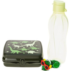 Generisch TW Sandwichbox Dinos Green Pusdienu kaste + EcoEasy dzeramā pudele 500 ml gaiši zaļa (ietilpst 1x līmējamā kāpurs)