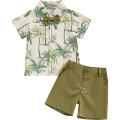 Yassiglia Baby Boys Summer Clothing Set Dinosaur Print Short Sleeve Shirt + Shorts Toddler Hawaiian Style Two Piece Outfit Soft Clothing Sets