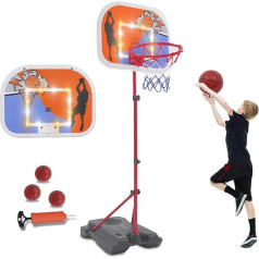 Bērnu basketbola grozs, pārnēsājams basketbola stends, regulējams augstums 80-180 cm, basketbola grozs ar tablo, iekštelpās, ārā