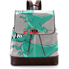 Personalizētas skolas somas Grāmatu somas pusaudžiem, Cool Dinosaur Skateboard, daudzkrāsains, 27 x 12,3 x 32 cm, mugursomas mugursomas, daudzkrāsains