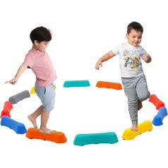 Bērnu līdzsvara sijas pakāpiena akmeņi ar neslīdošu teksturētu virsmu un grīdas paklājiņiem 12 Pack Stackable Indoor Outdoor Obstacle Course for Toddlers