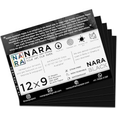 NARA Alkohola tintes papīrs melns 12 x 9 collas 350 Micron / 360 gsm Medium + papīrs 10 lapas Papīrs alkohola tintes mākslas glezniecībai 100% bez traipiem