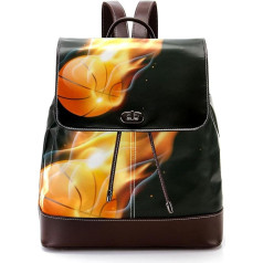 Burning Basketball Illustration Print Personalised School Bags Book Bags for Teenagers, Multicoloured, 27 x 12.3 x 32 cm, mugursoma mugursomas, multicoloured