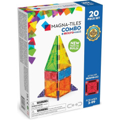 MAGNA-TILES Combo 20 gabalu magnētisko konstrukciju komplekts, oriģinālais magnētisko konstrukciju zīmols