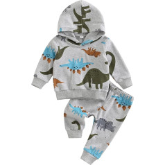 Geagodelia NT-292 Bērnu zēnu apģērbu apģērbs Dinosauru bērnu apģērbu komplekts ar garām piedurknēm Hoodie Top + bikses Jaundzimušo mīksts bērnu komplekts