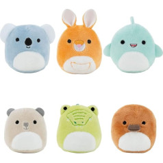 Squishville SQM0215 Squishmallows Down Under Squad Assortment, 2-дюймовые, 6 штук, разноцветные