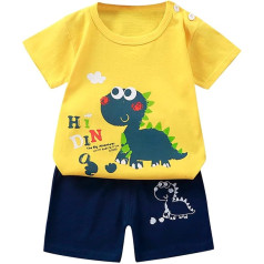 JokeLomple 2024 2-Piece Baby Clothing Set - Baby Outfits Short Sleeve Graphic T-Shirt and Matching Trousers Sportswear with Letter Print Ink and Oil Painting Set Fashion Striped Print for 1-6 Years