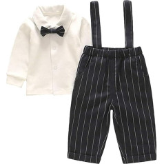 Natashas Baby Boys Clothing Sets Gentleman Suit Toddler Cotton Long Sleeve Christening Suit Children's Clothing Shirt + Trousers + Bow