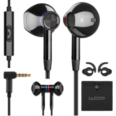 LUDOS Nova In-Ear austiņas ar kabeli un mikrofonu, 3,5 mm Jack spraudnis, In-Ear austiņas ar tālvadības pulti, austiņas mobilajam tālrunim, iPhone, iPad, Samsung, Huawei