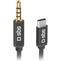 3,5 mm jack uz USB-C vīrieša audio adapteris viedtālrunim, austiņām, HiFi stereo, skaļruņiem un austiņām, metāla kontaktdakša, 1 m kabelis