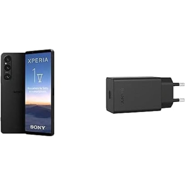 Sony Xperia 1 V (nākamās paaudzes Exmor T sensors, 6,5 collas, 21:9, 4K HDR OLED, 120 Hz, trīskāršs objektīvs (ZEISS), 3,5 mm ligzda, Android 13, IP65/68) melns + lādētājs