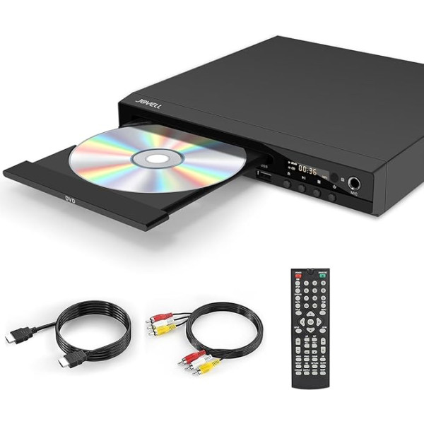 1080P HD DVD atskaņotājs televizoram ar Scart - augstas kvalitātes, daudzpusīgs un bez reģionālās piekļuves, ar HDMI/AV un USB saskarnēm un mikrofona ligzdu, izturīgs metāla korpuss, ideāli piemērots ģimenes filmu vakaram