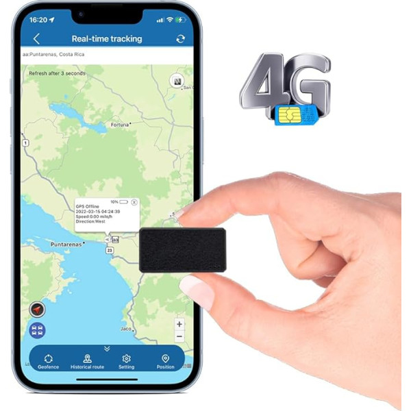 TKMARS TK901 Mini GPS tracker 4G automātiskais GPS tracker, magnētiskā reāllaika izsekošana ar vairākiem trauksmes signāliem, darbojas caur APP/Web, 600mAh uzlādējams