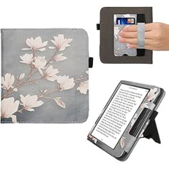 kwmobile Flip Cover saderīgs ar Kobo Kobo Kobo Libra Colour / Tolino Vision Colour - Futrālis ar aproci Magnolia Taupe White Blue Grey