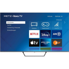 METZ Blue Roku TV, QLED 4K, Smart TV, 43 collas, 109 cm, televizors ar trīskāršu uztvērēju, Wi-Fi, LAN, HDMI, USB, 43MQE7011