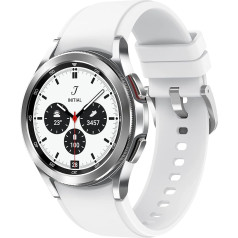 Samsung Galaxy Watch4 Classic Round LTE viedpulkstenis Wear OS Rotējošs rāmiņš Fitnesa pulkstenis Fitnesa trenažieris 42 mm sudraba krāsā