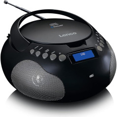 Lenco SCD-341 Pārnēsājamais CD radio - CD atskaņotājs - DAB+ radio - Bluetooth - raidītājs un dziesmu atmiņa - pulkstenis - stereo skaļrunis - melns