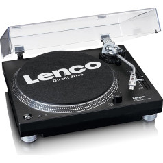 Lenco L-3809 Vinilplašu galdiņš - USB Vinilplašu galdiņš ar tiešo piedziņu - Priekšpastiprinātājs - 33 un 45 RPM - MMC - RCA Line Out - Melns