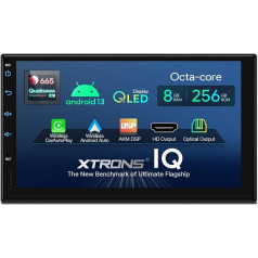 XTRONS 7 collu QLED Android 13 auto radio Qualcomm 665 Octa Core 8GB 256GB iebūvēts 4G LTE CarAutoPlay Android auto AKM DSP HD izeja Universāls dubult DIN auto radio pēc izvēles OBD DVR DAB TPMS (TIQ722P)