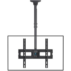 TV Ceiling Mount, Swivel, Tilting TV Bracket for 26-55 Inch Flat and Curved TV or Monitors up to 45 kg, max. VESA 400 x 400 mm, Black