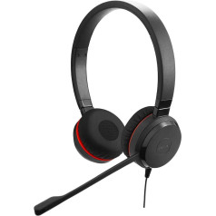 Jabra Evolve 30 Stereo austiņas - Vienotās komunikācijas austiņas VoIP softphone ar pasīvu trokšņu slāpēšanu - 3,5 mm jack ligzda - melnas krāsas