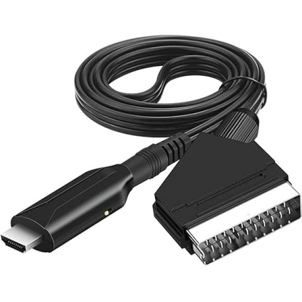 Jerilla SCART uz HDMI kabelis, Scart uz HDMI pārveidotājs, video audio savienotājs 720P/1080P adaptera kabelis HDTV, monitoram, projektoram, displejam, VHS