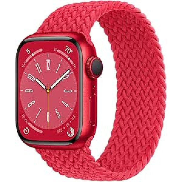 Apple Watch Series 8 (GPS, 41 mm) - (Prece) Sarkans alumīnija korpuss ar (Prece) Sarkanu pītu solo cilpu (Atjaunots)