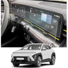 CDEFG saderīga ar Hyundai Kona SX2 2024 EV Hybird Navigation + Instrument Panel Protective Film 4H Scratch-Resistant 12.3 Inch GPS Screen Protector Navigation Film Accessories [Pack of 2] (SX2