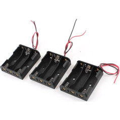 4 Stück verkabelt 3 x 1,5 V AA Batteriehalter Kunststoffkoffer Aufbewahrungsbox Schwarz Container Adapter Organizer