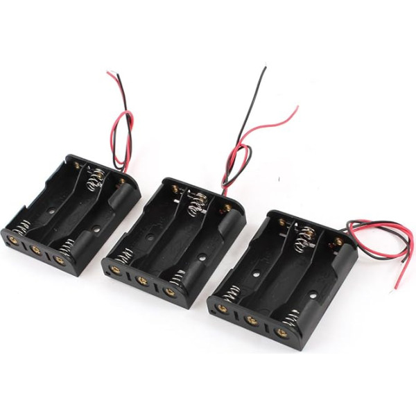 4 Stück verkabelt 3 x 1,5 V AA Batteriehalter Kunststoffkoffer Aufbewahrungsbox Schwarz Container Adapter Organizer