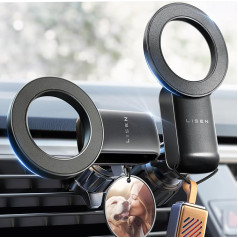 LISEN Mobilā tālruņa turētājs automašīnā MagSafe Car Mount Magnētiskais mobilā tālruņa turētājs automašīnā [30 x N55 magnēts] iPhone mobilā tālruņa turētājs automašīnā ar ventilāciju iPhone 15 14 13 13 12 Pro Max Mini un visiem 