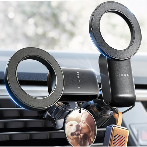 LISEN Mobilā tālruņa turētājs automašīnā MagSafe Car Mount Magnētiskais mobilā tālruņa turētājs automašīnā [30 x N55 magnēts] iPhone mobilā tālruņa turētājs automašīnā ar ventilāciju iPhone 15 14 13 13 12 Pro Max Mini un visiem 