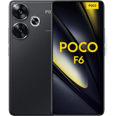 Poco F6 viedtālrunis, 8 + 256 GB mobilais tālrunis bez līguma, 120 Hz 6,67 collu Flow AMOLED, 50 MP OIS dubultā kamera, 5000 mAh, 90 W TurboCharge, Dual SIM, melns