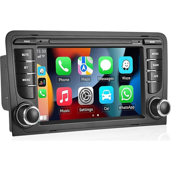 [2+64G] SIXWIN A3 S3 RS3 Android 13 auto radio ar bezvadu Carplay Android auto HiFi skaņu, HD 7 collu 2.5D skārienjūtīgais ekrāns ar GPS WiFi BT BT USB FM RDS Radio/Mirrorlink + AHD atpakaļgaitas kamera