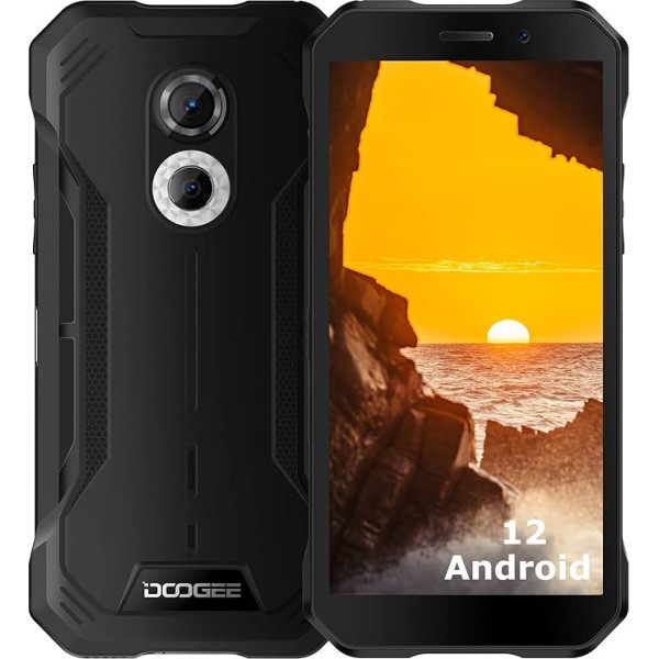 DOOGEE S51 Āra mobilais tālrunis bez līguma Android 12 Āra mobilais tālrunis 4GB + 64GB (512GB SD) 5180 mAh, 4G ūdensizturīgs izturīgs viedtālrunis ar 12MP dubulto kameru 6,0 collu FHD+, IP68 IP69K/NFC