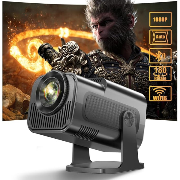 Mini projektors 4K Full HD 1080P ar tālummaiņu, WiFi6 un BT 5.0 ar iebūvētu Android 11.0 griestu projektoru Mazs mājas kino projektors viedtālrunim, klēpjdatoram, datoram, TV korpusam, HDMI, USB